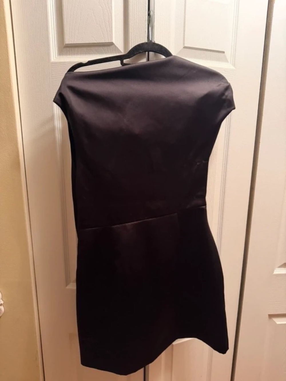 Zara Black Satin Asymmetrical One Shoulder Mini Dress Size L